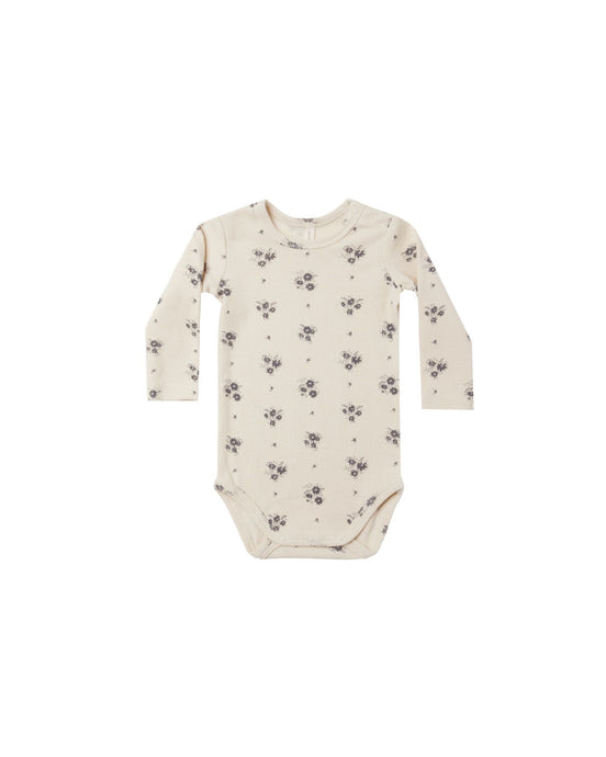 Quincy Mae - Ribbed Long Sleeve Bodysuit - Navy Ditsy