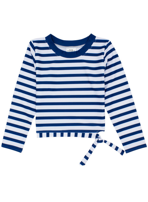 Feather 4 Arrow - Ocean Love Cropped LS Rash Top - Navy/White