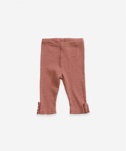 Organic Cotton Ribbed Legging W/ Frill - Old Tile