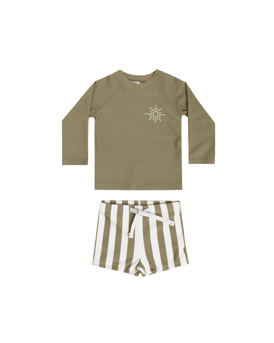 Rylee + Cru - Rash Guard Set - Olive Stripe – Jack + Emmy