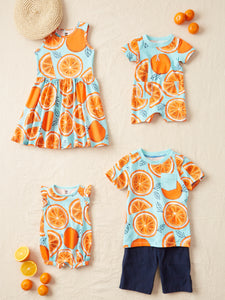 Tea Collection - Flutter Baby Romper - Fresh Oranges