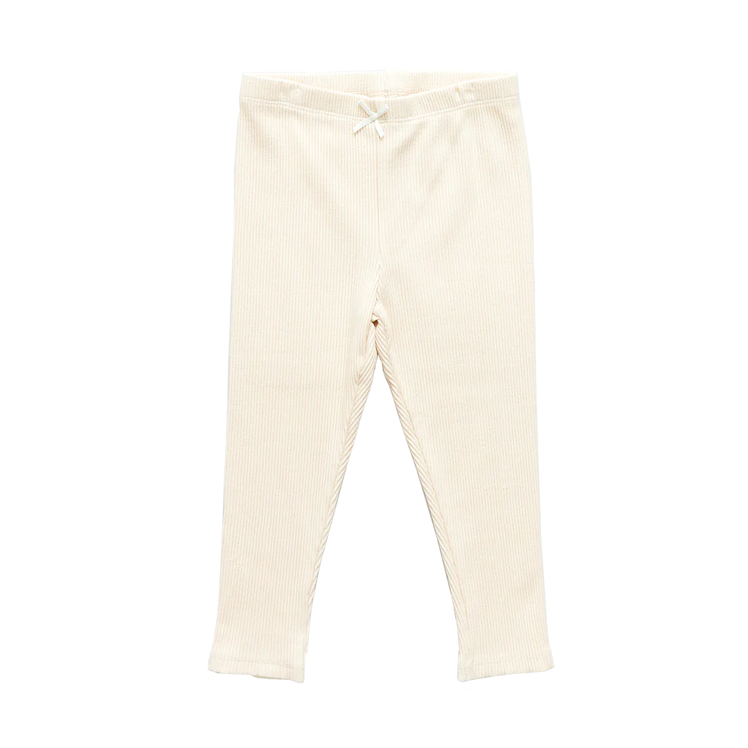 Pink Chicken - Girls Organic Rib Legging - Cream