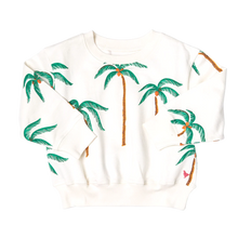 Load image into Gallery viewer, Pink Chicken - Girls Organic Sweatshirt - Cream Palm Trees