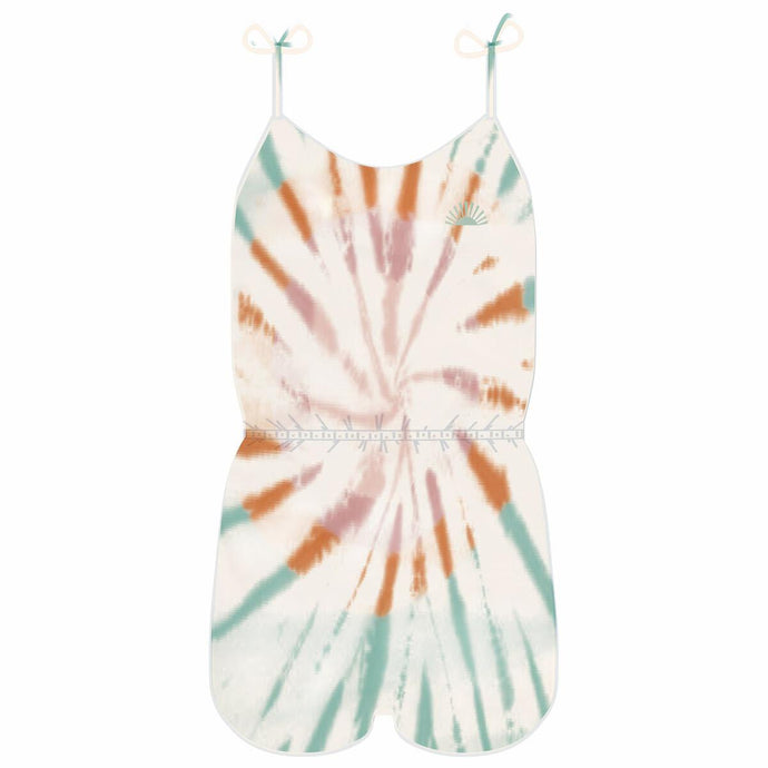 Tiny Whales - Painted Desert Romper - Multi Tie Dye Embroidered Detail