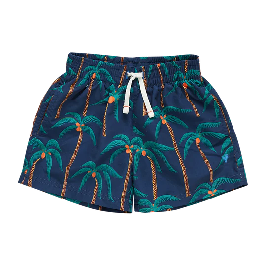 Boys Swim Trunk - Navy Palm Trees