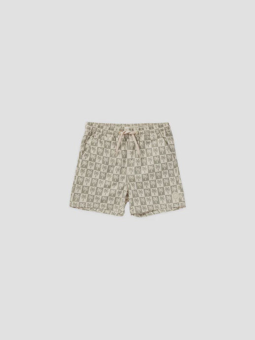 Rylee + Cru - Palm Check Boardshort - Sage