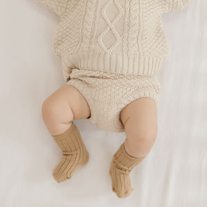 Quincy Mae - Organic Cable Knit Sweater - Pebble