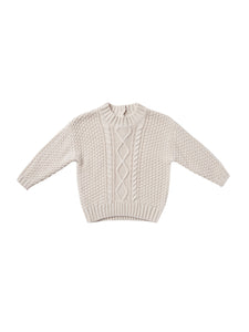 Quincy Mae - Organic Cable Knit Sweater - Pebble