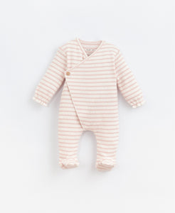 Play Up - Organic Babygrow Footed Romper - Pink Stripe