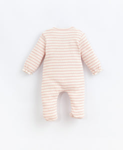 Play Up - Organic Babygrow Footed Romper - Pink Stripe