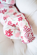 Load image into Gallery viewer, Sweet Bamboo - Piped Zipper Footie - Poinsettia