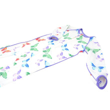 Load image into Gallery viewer, Piped Zipper Footie - Rainbow Butterflies
