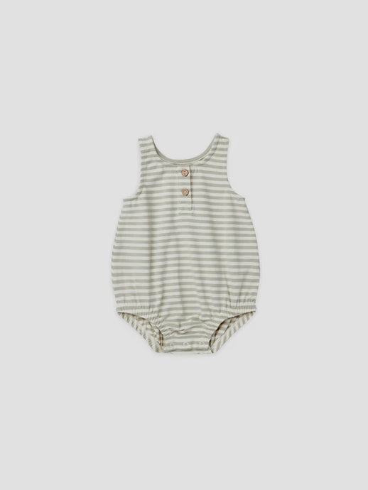 Quincy Mae - Sleeveless Bubble Romper - Pistachio Stripe