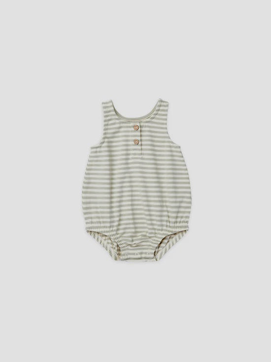 Quincy Mae - Sleeveless Bubble Romper - Pistachio Stripe