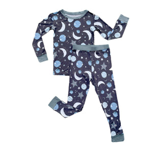 Little Sleepies - Blue To the Moon & Back Two-Piece Bamboo Viscose Pajama Set