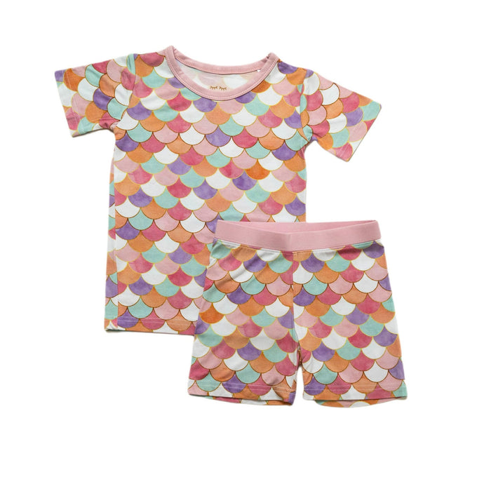 Little Sleepies - Mermaid Scales 2 Piece Short Sleeve & Shorts Bamboo Viscose Pajama Set