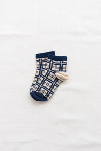 Fin & Vince - Printed Socks - French Plaid - Navy