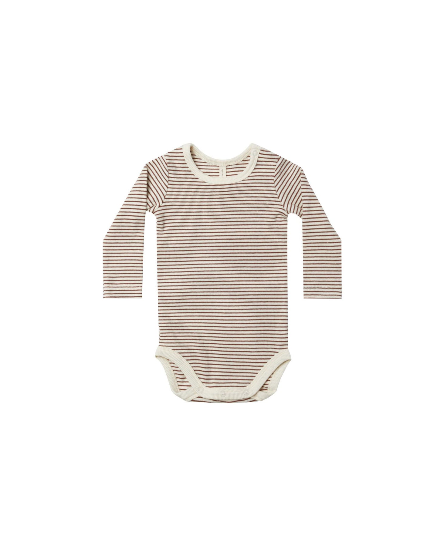 Quincy Mae - Ribbed Long Sleeve Bodysuit - Plum Stripe