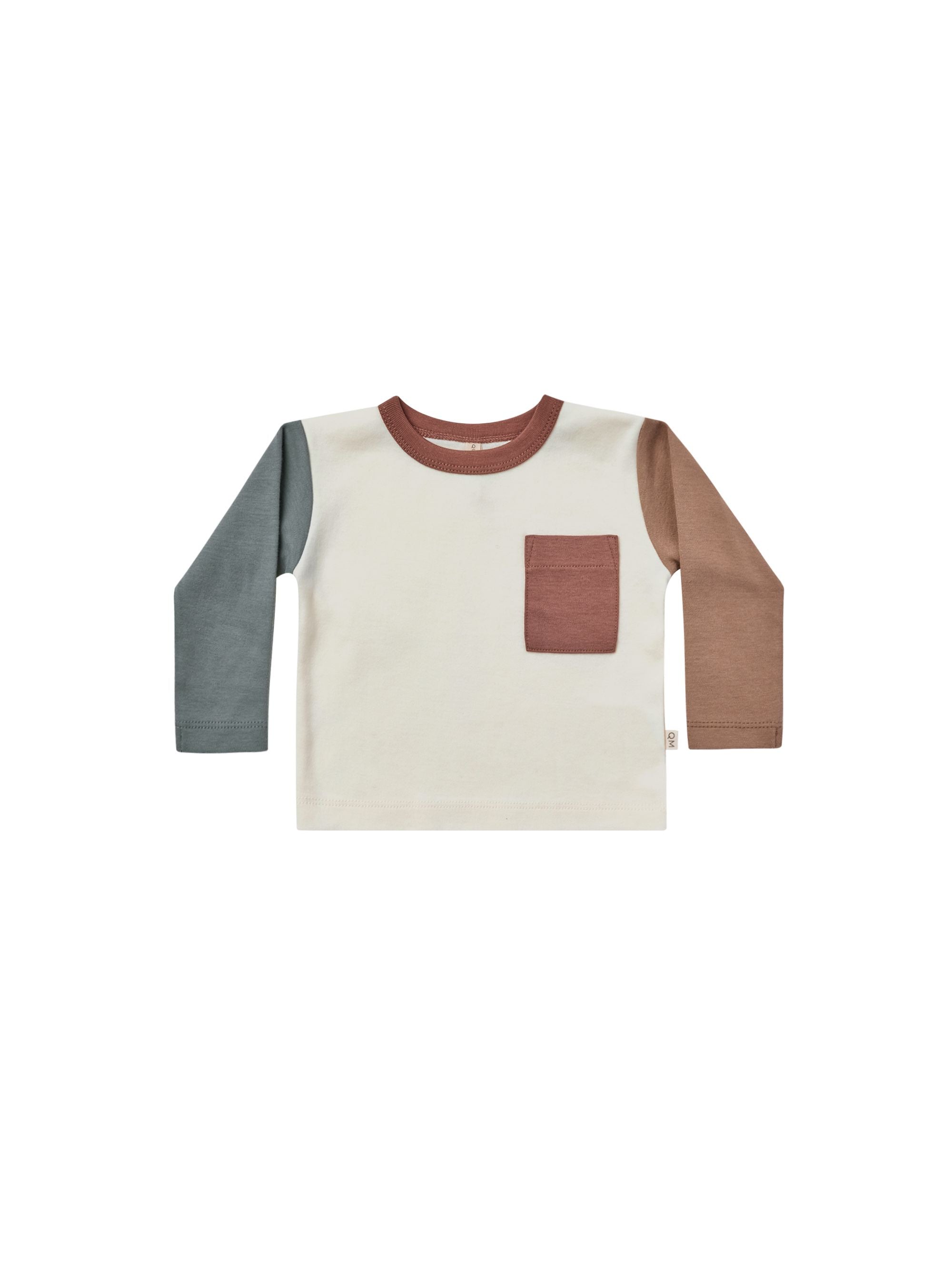 Quincy Mae - Organic Long Sleeve Pocket Tee - Ivory Colorblock – Jack + Emmy