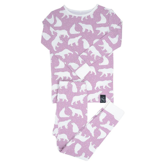 Sweet Bamboo - Big Kid Pj Long Sleeve - Polar Bear Mauve