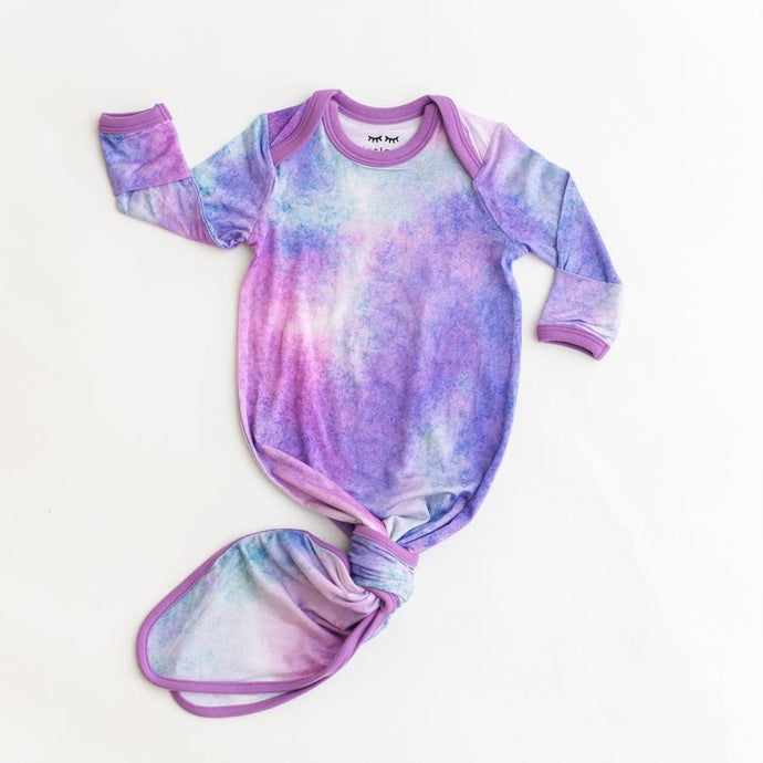 Little Sleepies - Purple Watercolor Infant Knotted Gown