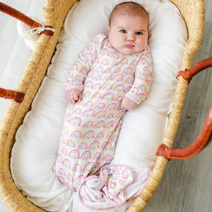 Little Sleepies - Pastel Rainbows Bamboo Viscose Infant Knotted Gown