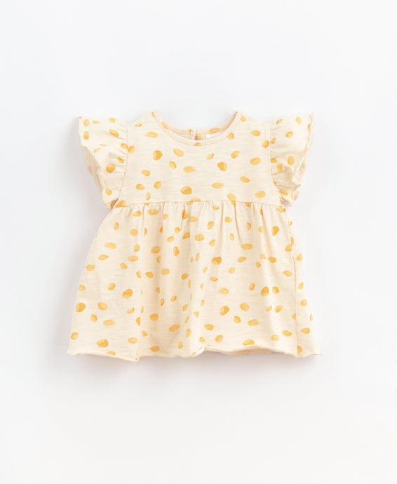 Play Up - Organic Lemon Print Flutter Dress - Reed