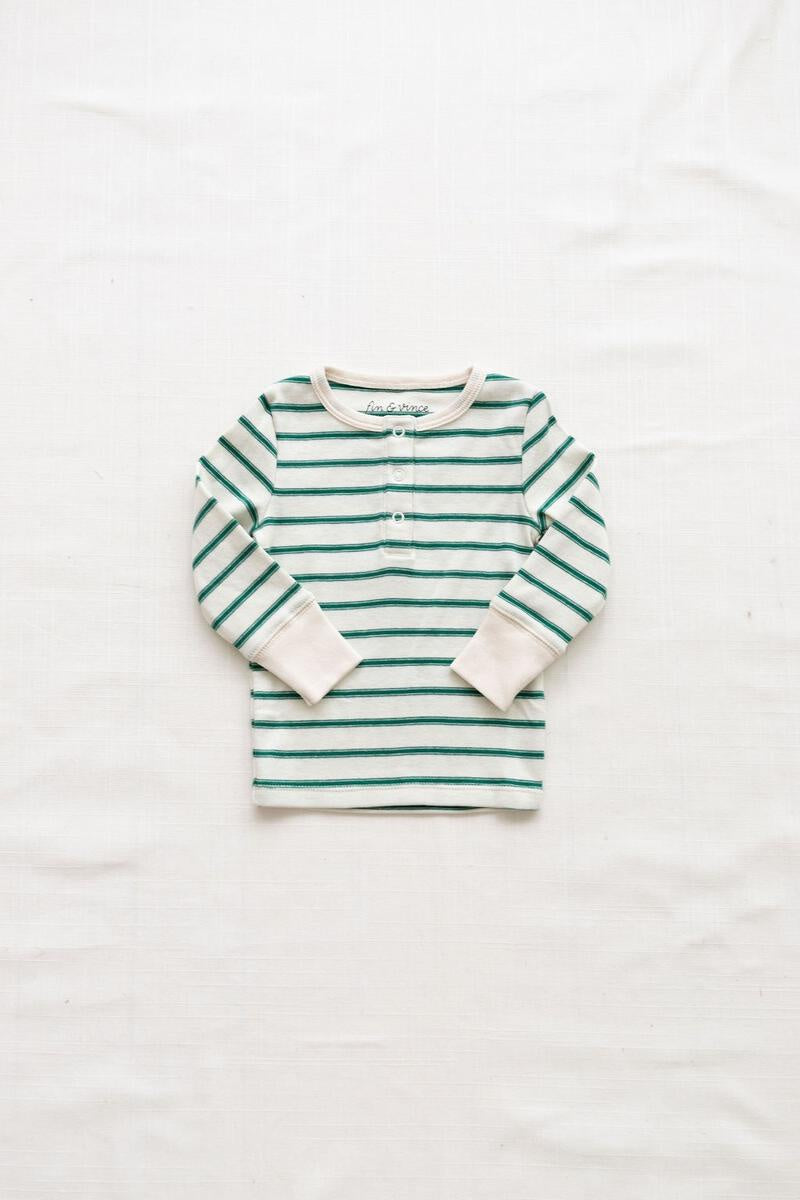 Fin & Vince - Organic Ribbed Snap Top - Ticking Stripe