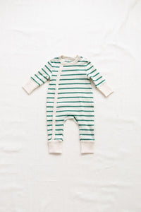 Fin & Vince - Organic Ribbed Wrap One Piece - Ticking Stripe