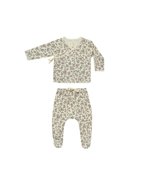 Quincy Mae - Wrap Top + Footed Pant Set - Meadow