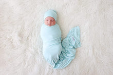 Load image into Gallery viewer, Posh Peanut - Robins Egg - Infant Swaddle and Beanie Set