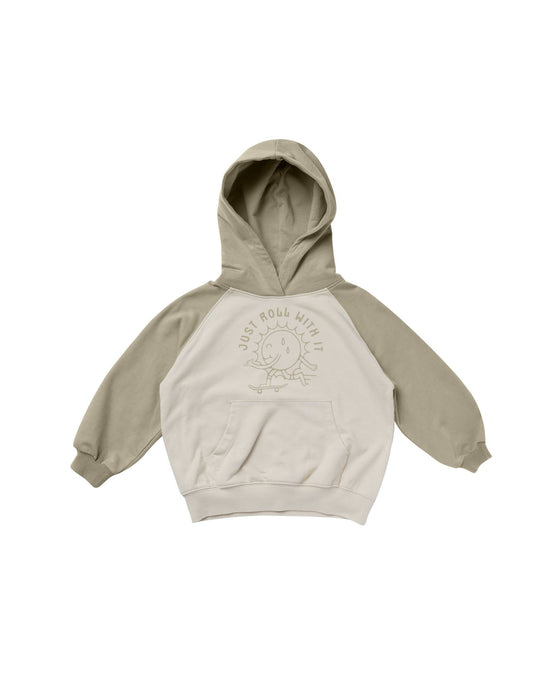 Rylee + Cru - Just Roll With It Raglan Hoodie - Natural/Fern