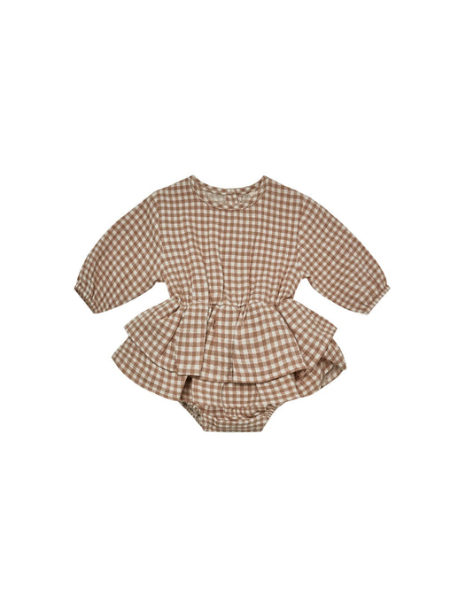 Quincy Mae - Organic Rosie Romper - Cocoa Gingham