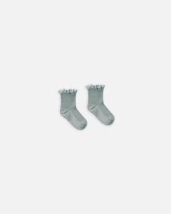 Rylee + Cru Lace Trim Socks - Sea