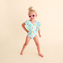 Load image into Gallery viewer, Posh Peanut - One Piece Ruffled Flutter Sleeve Swimsuit - Donuts