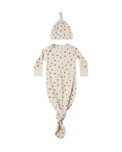 Quincy Mae - Knotted Baby Gown + Hat - Geo - One Size
