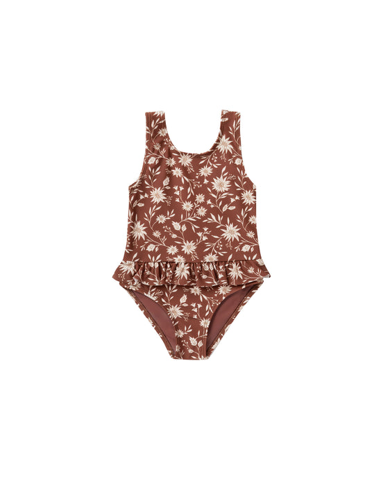 Rylee + Cru - Skirted One-Piece - Wild Floral - Redwood