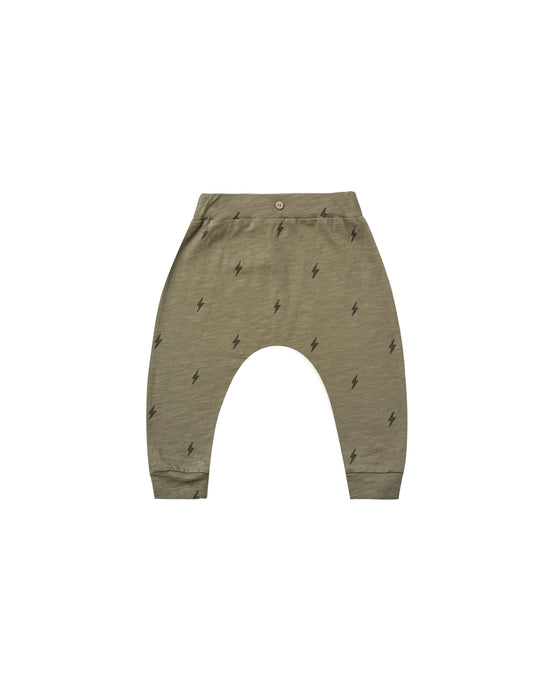Lightning Bolts Slouch Pant - Olive