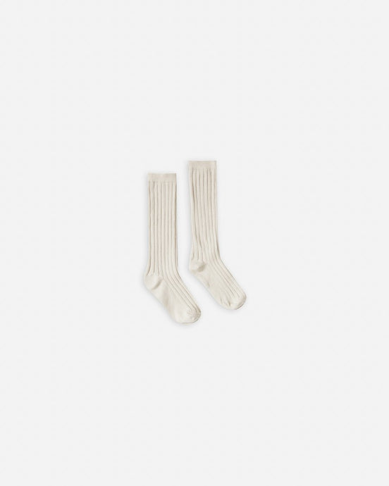 Rylee + Cru - Solid Ribbed Socks - Natural