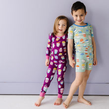 Load image into Gallery viewer, Little Sleepies - Aqua I Love You A Latte - Two-Piece Short Sleeve &amp; Shorts Bamboo Viscose Pajama Set