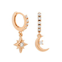 Load image into Gallery viewer, Starry Night Cubic Mini Hoops - Rose Gold or Silver