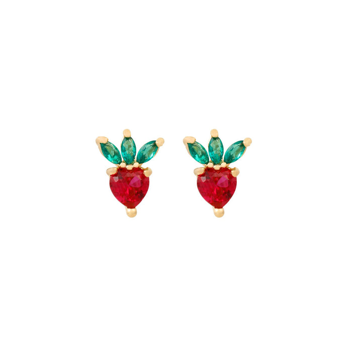 Girls Crew - Strawberry Stud Earrings - Gold