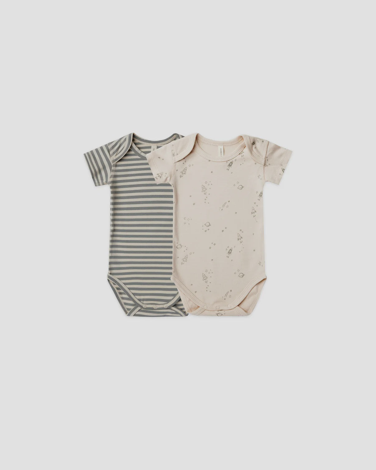 Quincy MAe - Short Sleeve Bodysuit 2 Pack - Sea Green Stripe, Space