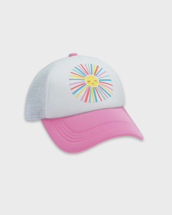 Feather 4 Arrow - Rainbow Sun Trucker Hat - Prism Pink/White