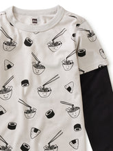 Load image into Gallery viewer, Tea Collection - Layered Sleeve Printed Tee - Sushi &amp; Ramen In Grey