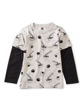 Load image into Gallery viewer, Tea Collection - Layered Sleeve Printed Tee - Sushi &amp; Ramen In Grey