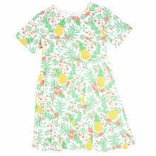 Load image into Gallery viewer, Sweet Bamboo - Swirly Girl Dress w/Cap Sleeve - Pineapple Floral
