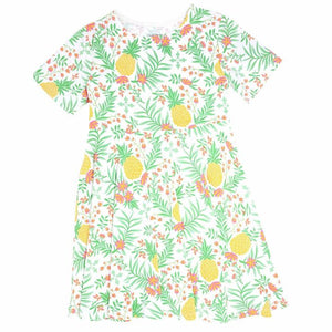 Sweet Bamboo - Swirly Girl Dress w/Cap Sleeve - Pineapple Floral