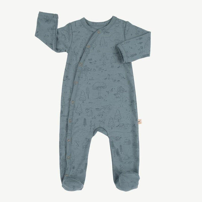 Organic The Story Footed Jumpsuit - Blue Mirage