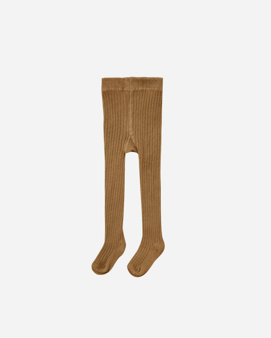 Quincy Mae - Solid Ribbed Tights - Walnut